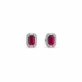 Baguette Hugged Ruby Earrings