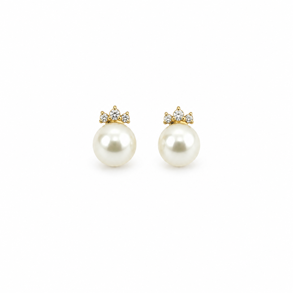 Mini Diamond Tiara Pearl Earring
