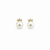 Mini Diamond Tiara Pearl Earring