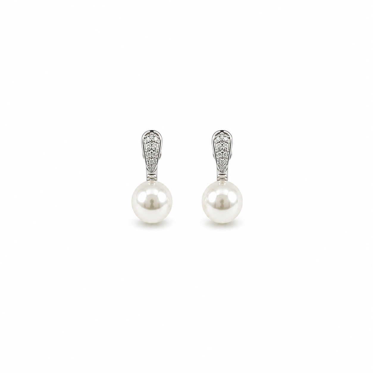 Diamond Sleeve Pearl Earring