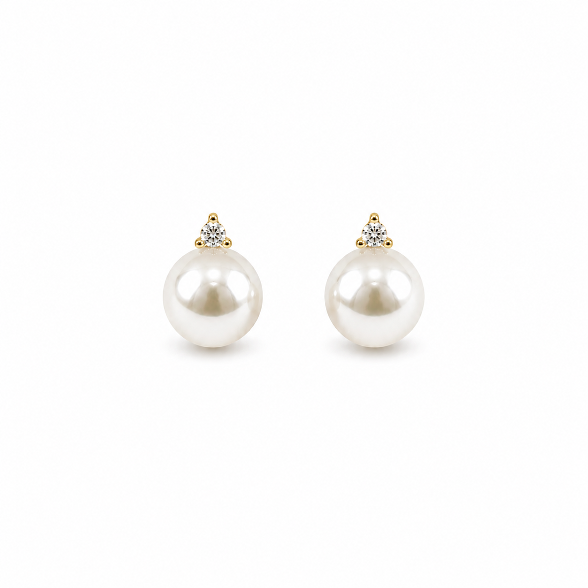 Diamond Triangle Pearl Earrings