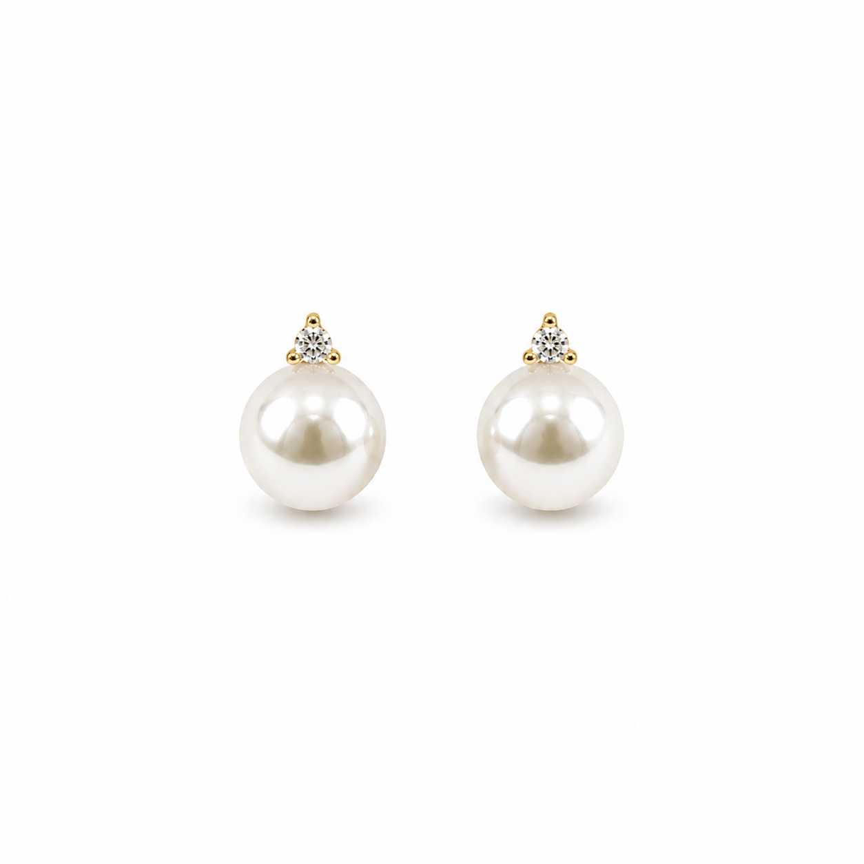 Diamond Triangle Pearl Earrings