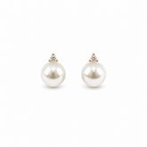 Diamond Triangle Pearl Earrings