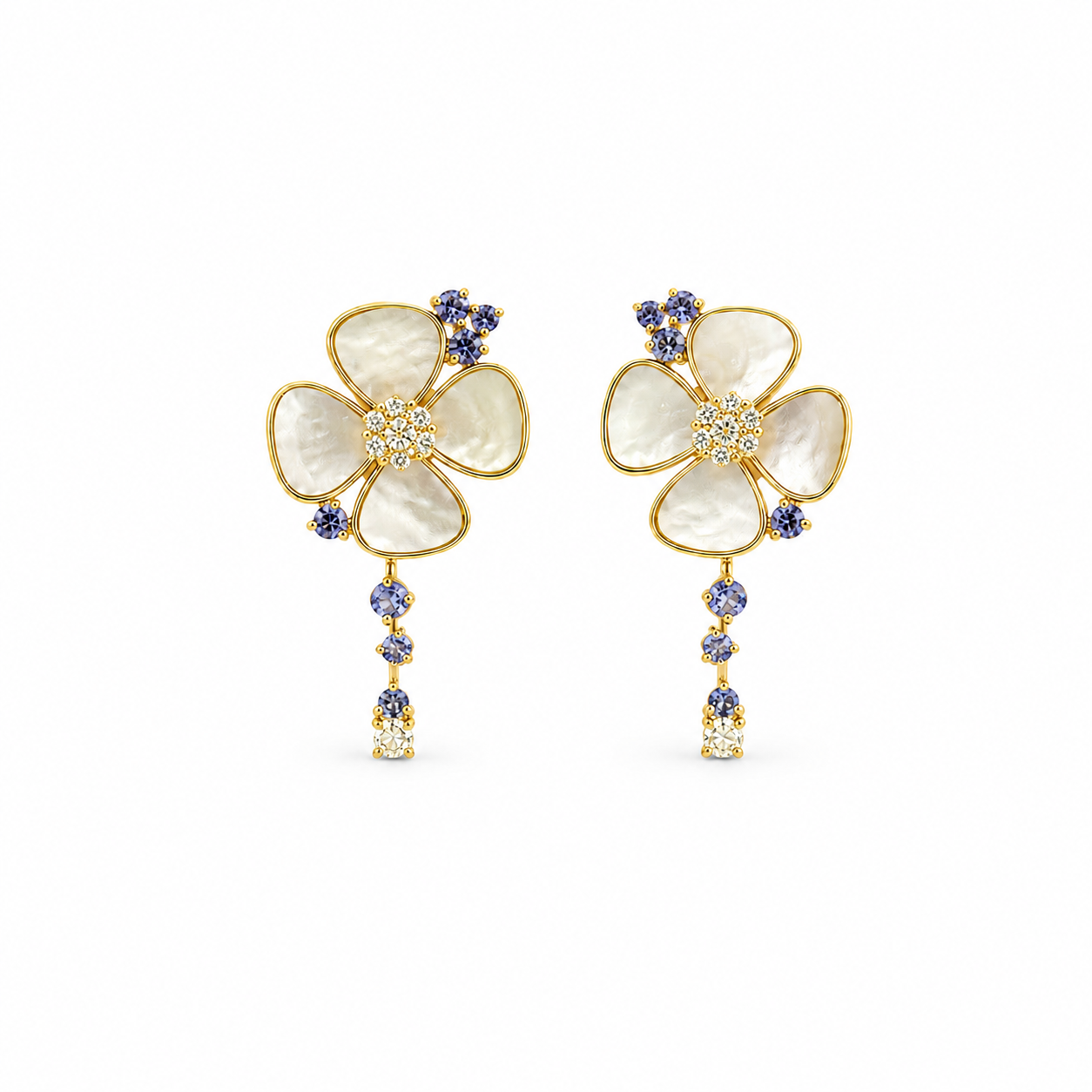 Elegant Floral Drop Mother of Pearl Earrings