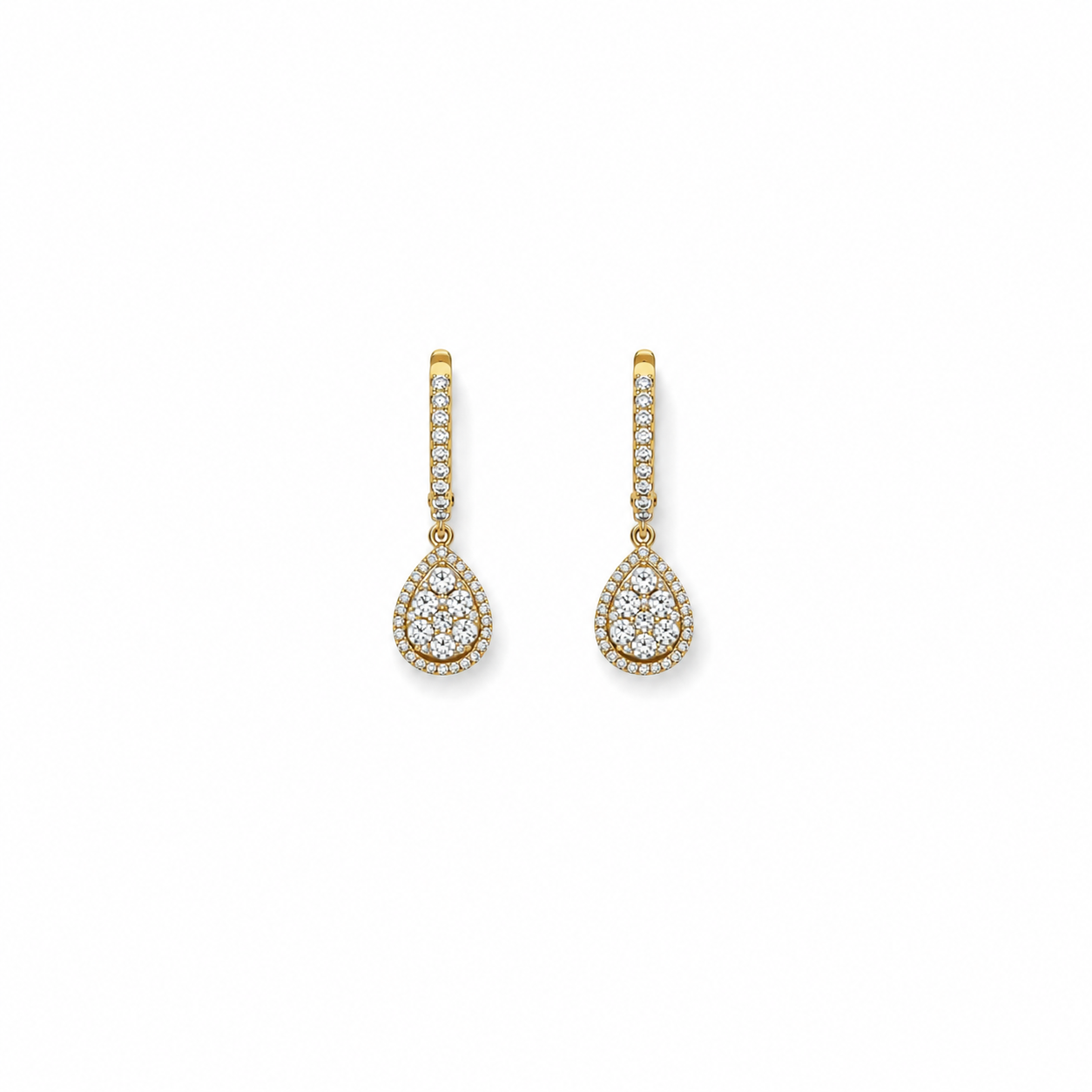 Dangling Diamond Teardrop Earrings