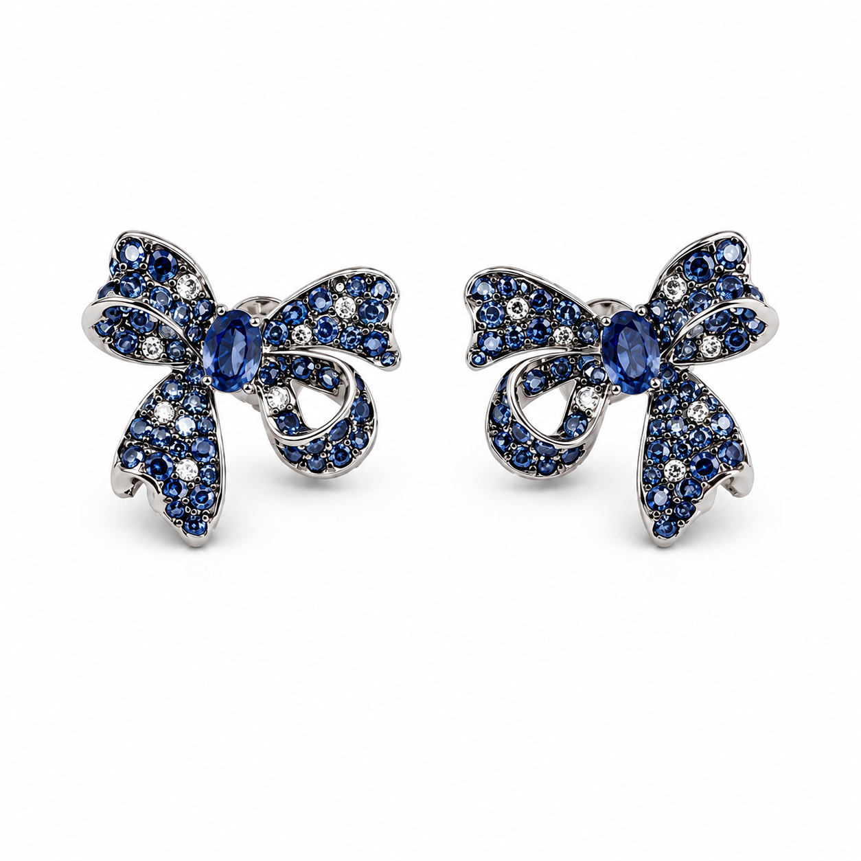 Blue Bow Earrings