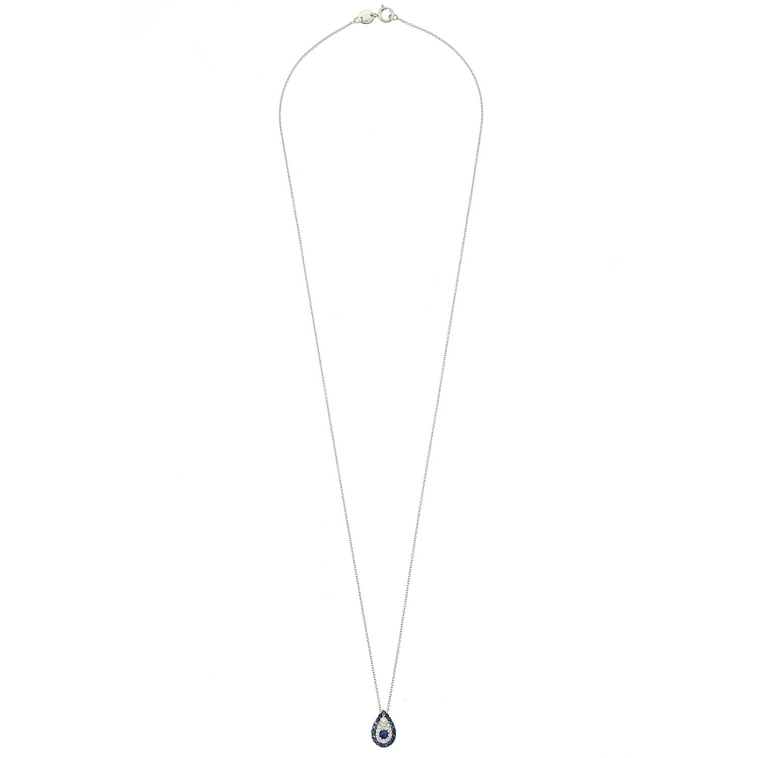 Evil Eye Necklace. Diamond Necklace. Blue Sapphires. Tear drop necklace. 18K Gold. Rose Gold, White Gold, Yellow Gold. Fine Jewelry. Gift. Κολιέ μάτι. Κολιέ για δώρο μάτι. Χρυσό κολιέ. Κολιέ με διαμάντια. Κολιέ με ζαφείρια. Μάτι φυλαχτό. Μάτι με διαμάντια. Στρογγυλό μάτι κολιέ. Drop Eye Necklace.