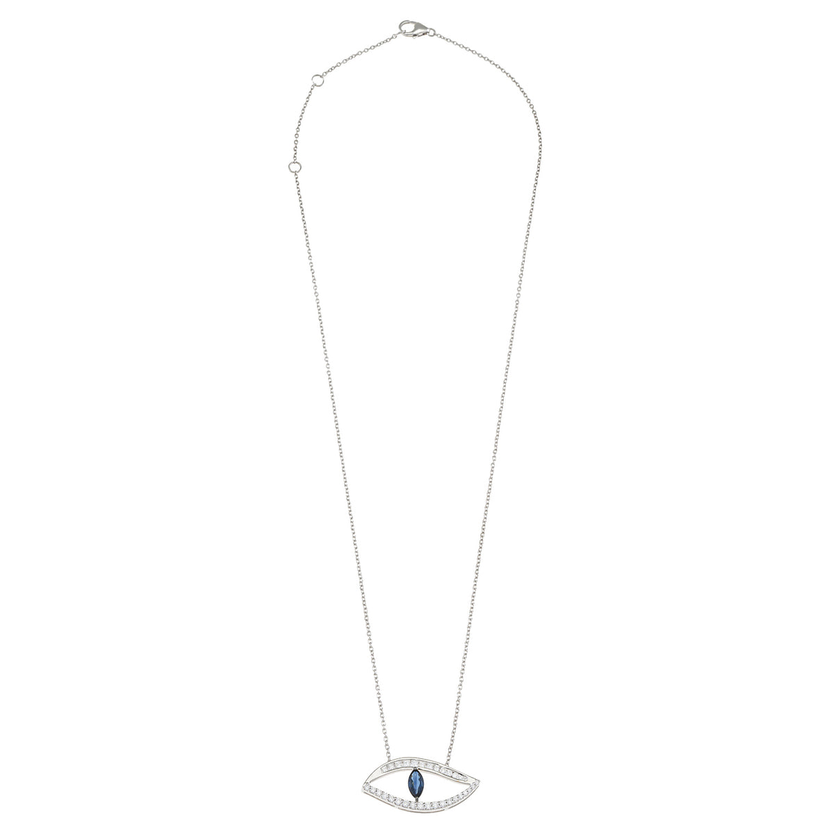Evil Eye Necklace. Diamond Necklace. Blue Sapphires. Tear drop necklace. Fine Jewelry. Gift. Κολιέ μάτι. Κολιέ με ζαφείρια. Μάτι φυλαχτό.