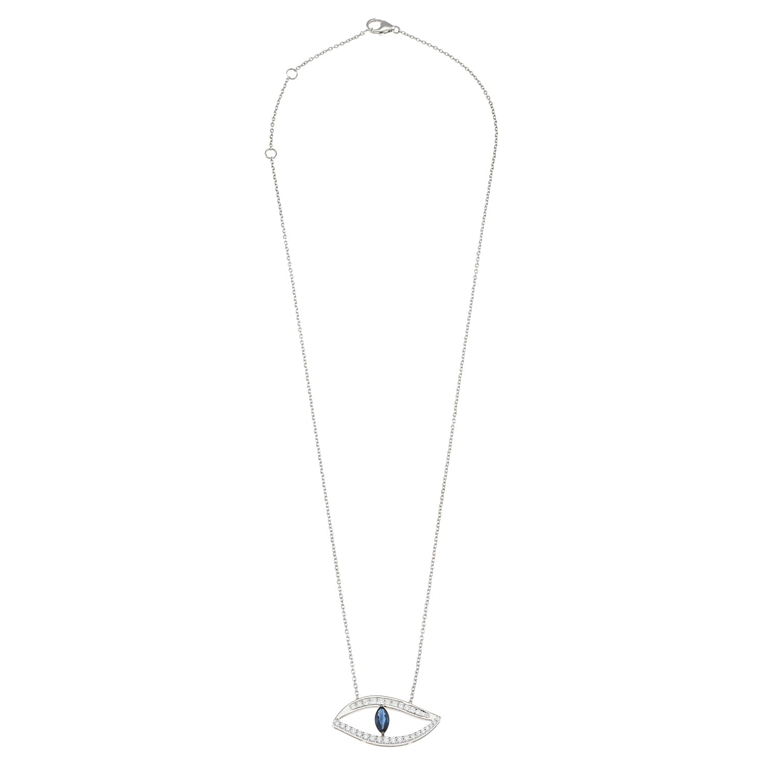 Evil Eye Necklace. Diamond Necklace. Blue Sapphires. Tear drop necklace. Fine Jewelry. Gift. Κολιέ μάτι. Κολιέ με ζαφείρια. Μάτι φυλαχτό.