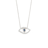 Evil Eye Necklace. Diamond Necklace. Blue Sapphires. Tear drop necklace. Fine Jewelry. Gift. Κολιέ μάτι. Κολιέ με ζαφείρια. Μάτι φυλαχτό.