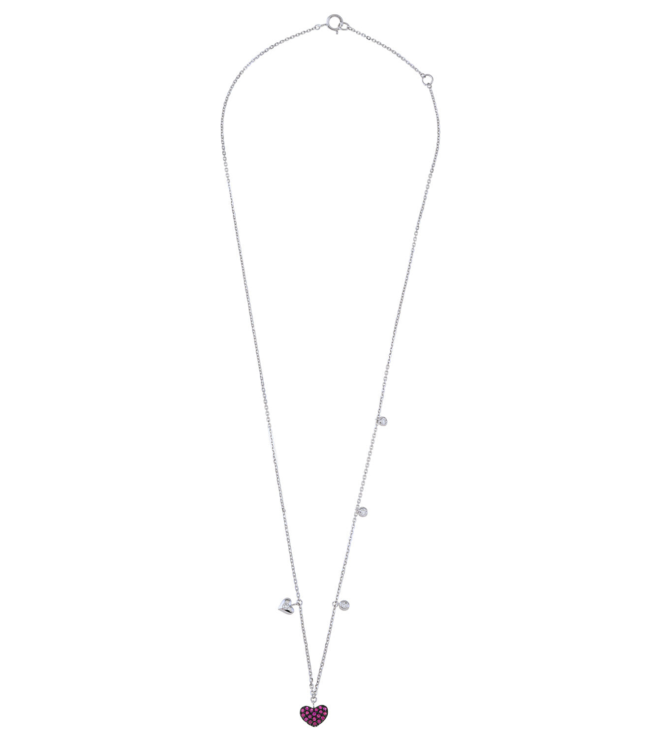 Ruby and Mini Hearts Necklace