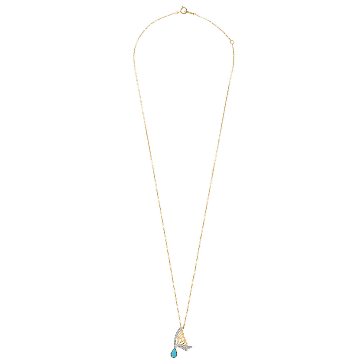 Turquoise Drop Butterfly Necklace