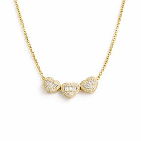 Triple Diamond Heart Necklace
