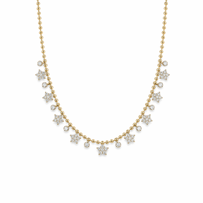 Hanging Stars and Circles Diamond Necklace