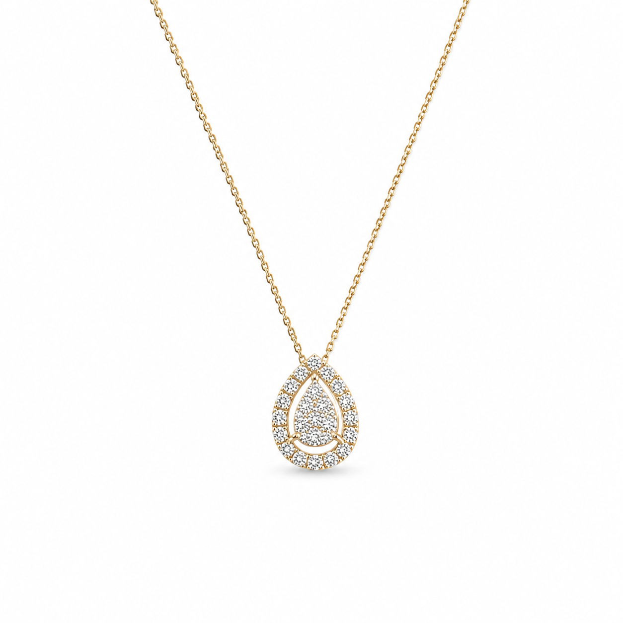Pear Drop Halo Diamond Necklace