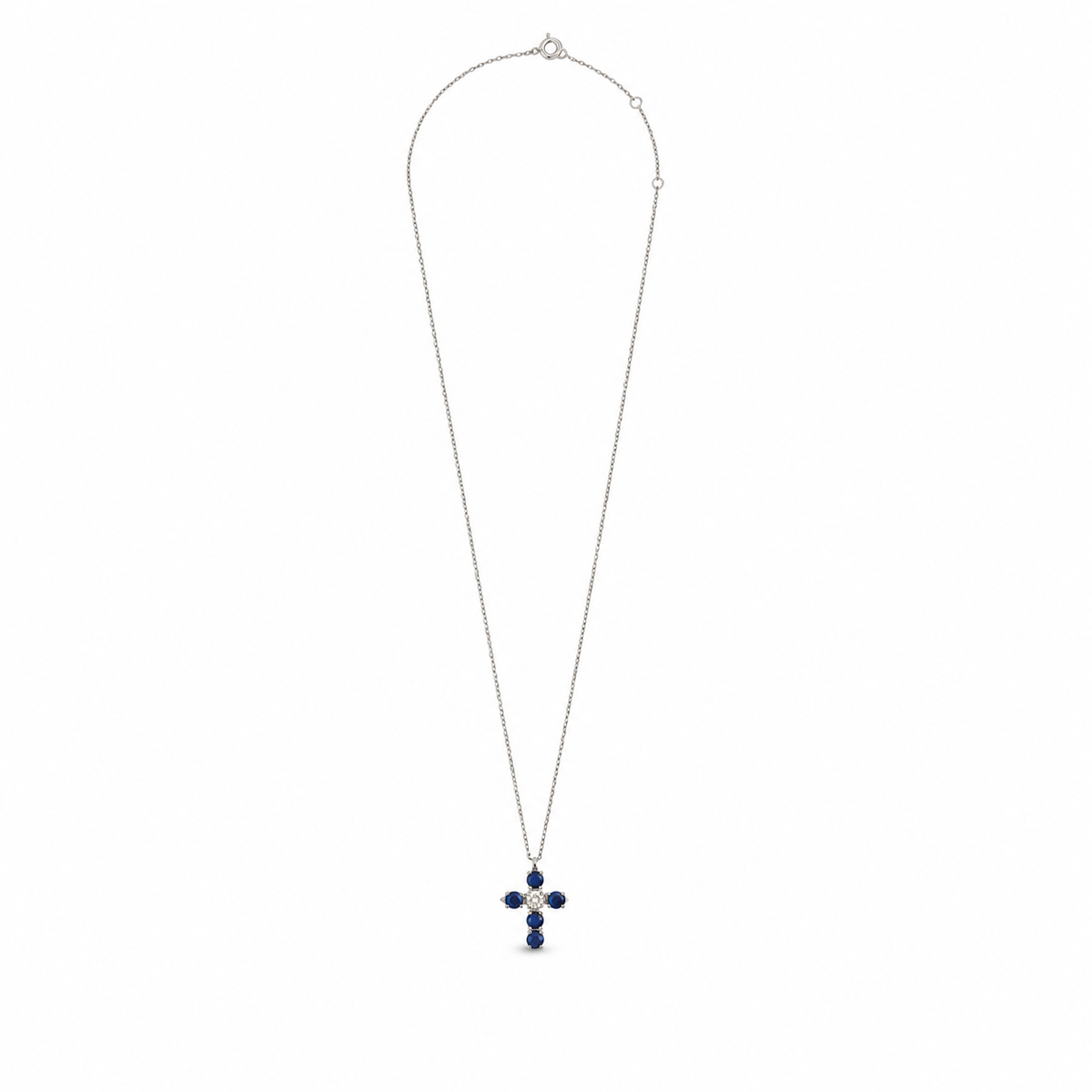 Sapphire and Diamond  Cross Necklace