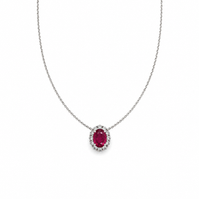 Oval Ruby and Diamond Necklace