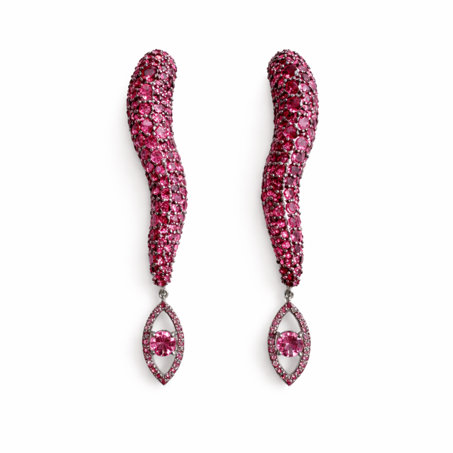 Pink Lipstick Eye Earrings