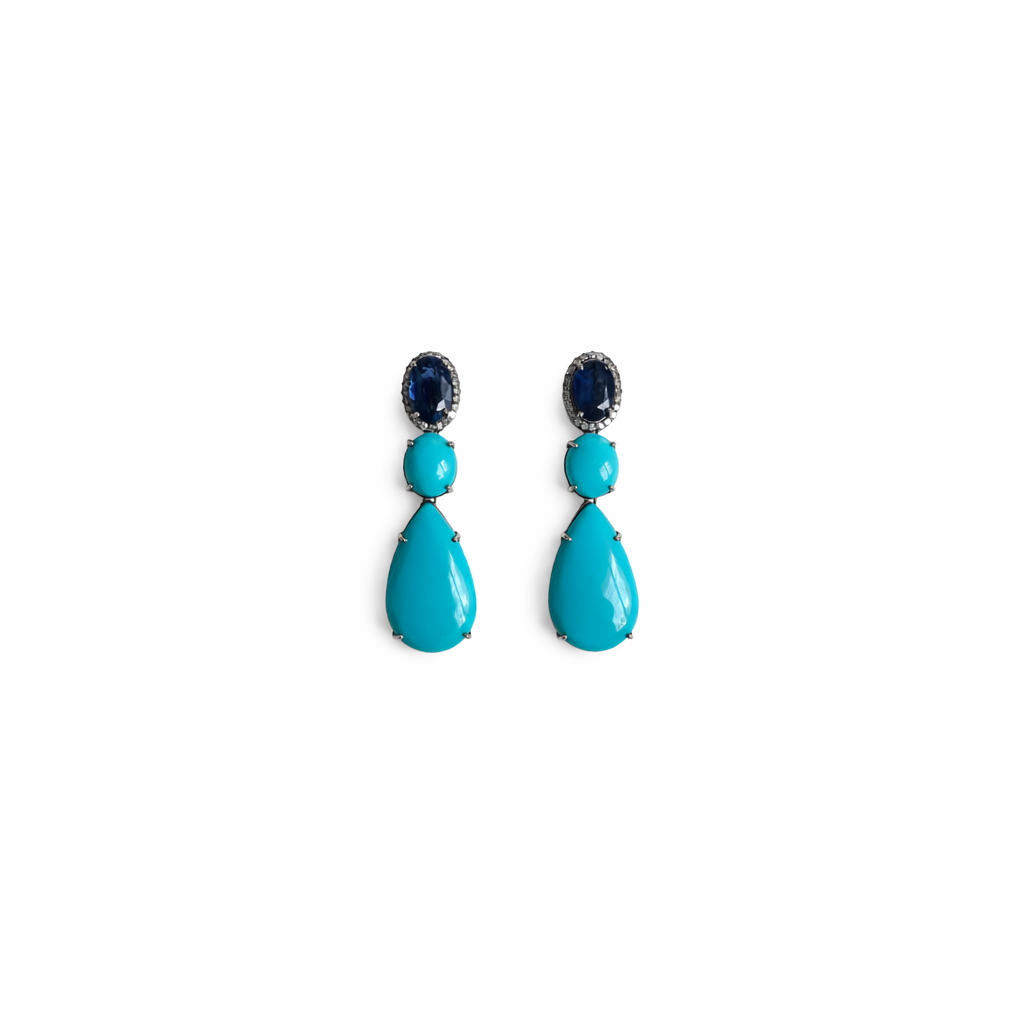 Turqoise and Kyanite Drop Earrings