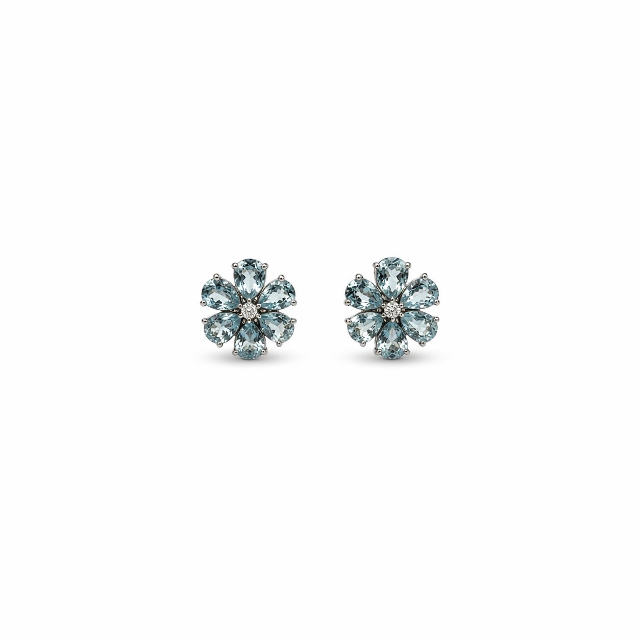 Light Blue Stream Flower Earrings