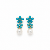 Double Flower and Pearl Earring