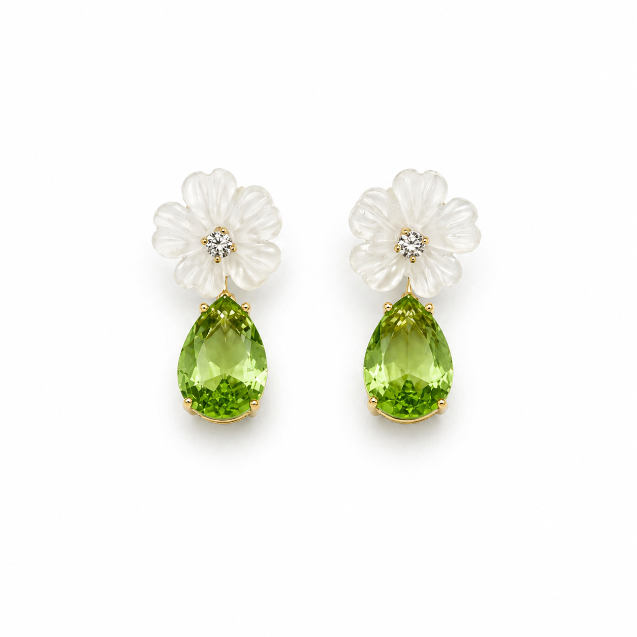 Blooming White Flower Drop Earring