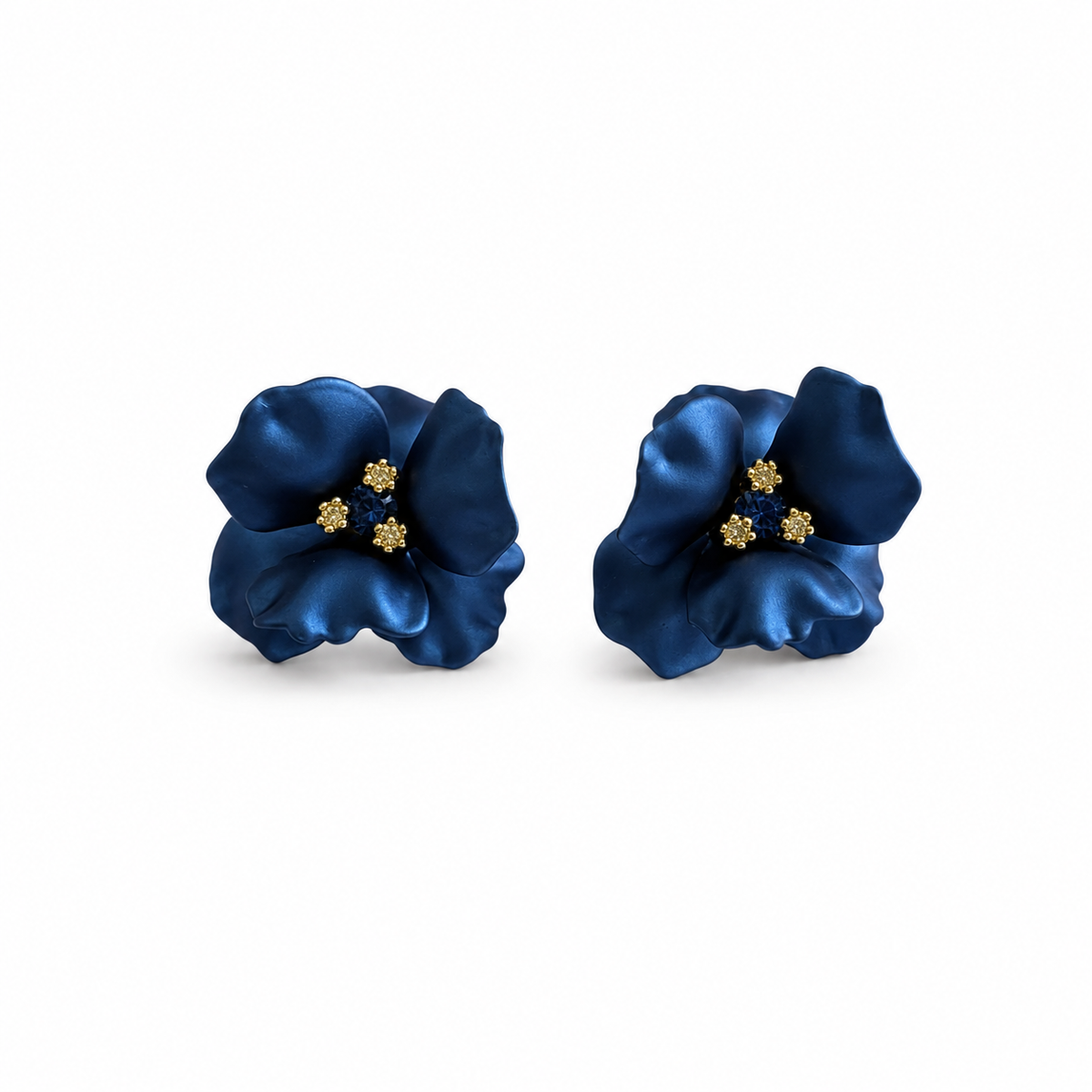 Dark Blue Flower Earrings
