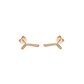 Gold and Diamond Stud Earrings