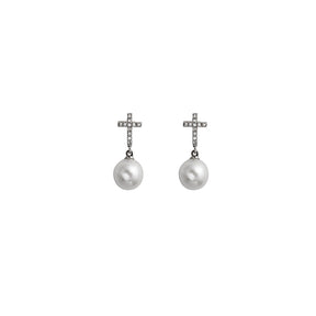Pearl Earring. Earrings. 18K gold earring. Fresh water pearl. White Gold, yellow gold, rose gold. Perfect Gift. Earring gift. Hanging Pearl. Chain Erring. Fine jewelry. Anatol. Σκουλαρίκι χρυσό. Σκουλαρίκι  με μαργαριτάρι. Σκουλαρίκι αλυσίδα. Σκουλαρίκι με πέρλα. Athens.