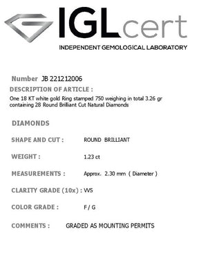 1.23CT, F/G, VVS2 Diamond Eternity Ring